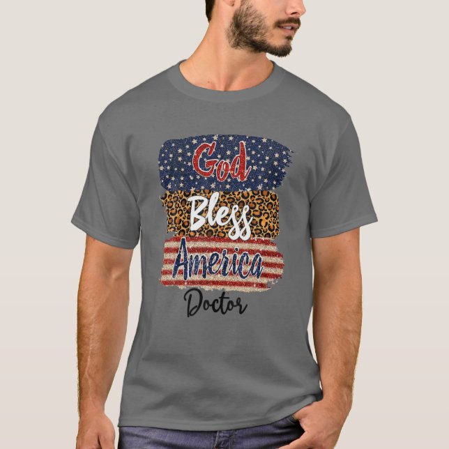 T-shirt American USA Drapeau Dieu bénisse l'Amérique Docte (Devant)