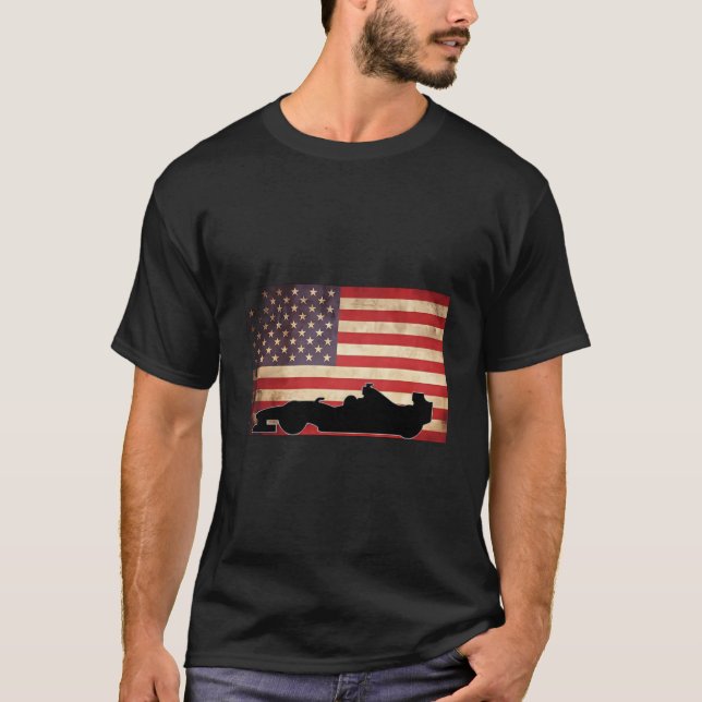 T-shirt American Usa Flag Indy Car Fan Racecar Formula (Devant)