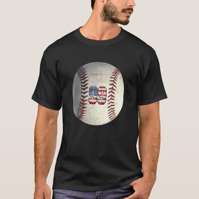 T-shirt American USA Flag With Retro 99 Baseball Number 99 (Devant)