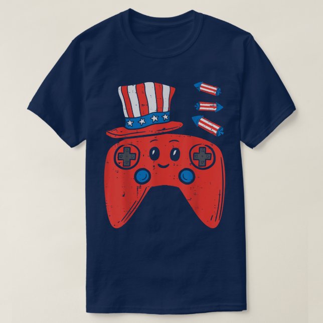 T-shirt American Video Game Controller 4th Of July Gaming  (Design devant)