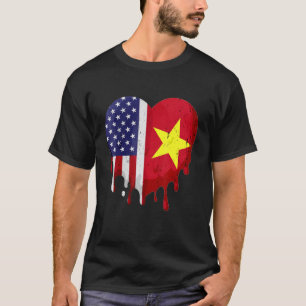 T-shirt American Vietnamese Heritage Moth Flag Heart