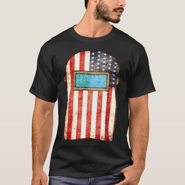 T-shirt American Welder Shirt Us Drapeau Welding Hood Cade (Devant)