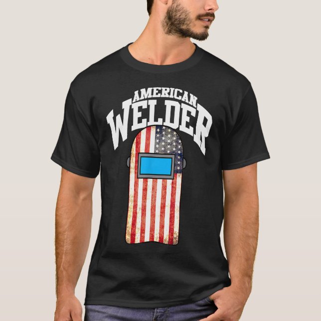 T-shirt American Welder Us Drapeau Soudage Hood Cadeau Bq1 (Devant)