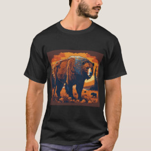 T-shirt American Wildlife Wonders : Illustrat animal emblé