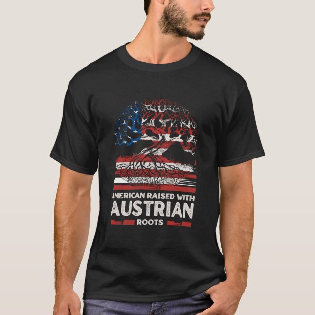 T-shirt American with Austrian Roots Patriotic Austria (Devant)