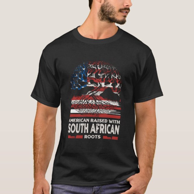 T-shirt American with South African Roots Patriotic (Devant)