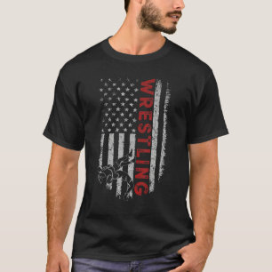 T-shirt American Wrestling Apparel US Drapeau Lutte pour W