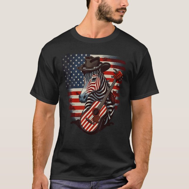 T-shirt American Zebra Guitar USA County Music (Devant)