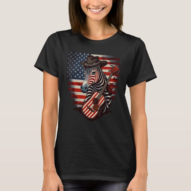 T-shirt American Zebra Guitar USA County Music (Devant)