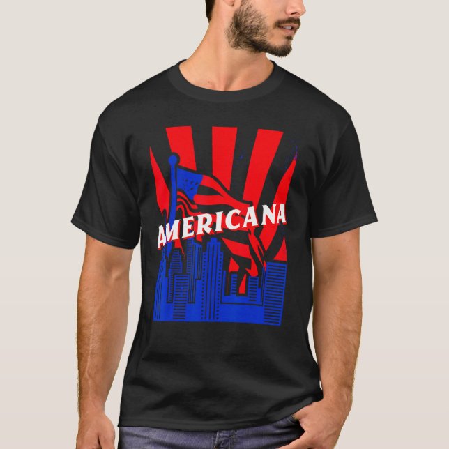T-shirt Americana, City, Flag, BJJ, Jiu-Jitsu, MMA, Fighti (Devant)