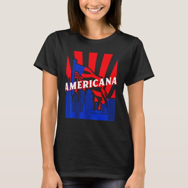T-shirt Americana, City, Flag, BJJ, Jiu-Jitsu, MMA, Fighti (Devant)