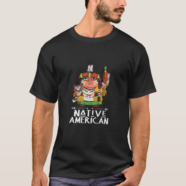 T-shirt Amérindien avec chat (Devant)