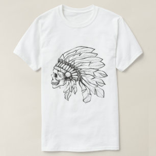 T-shirt Amérindien avec des plumes sur la tête Doodle i