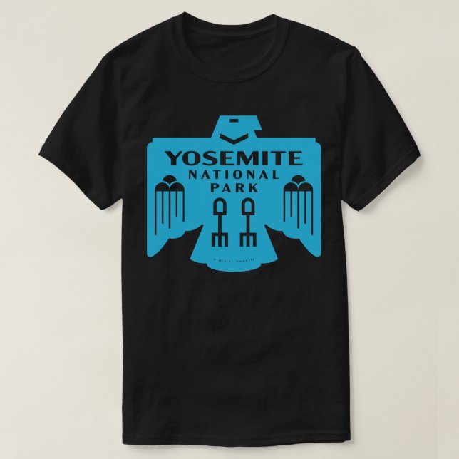 T-shirt Amérindien Bird Yosemite National Park Blue (Design devant)