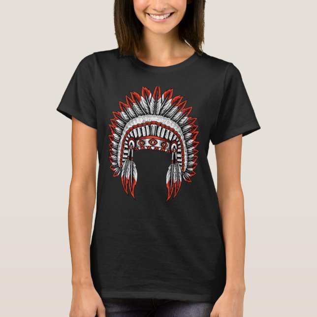 T-shirt Amérindien Costume de coiffure pour coiffure D (Devant)
