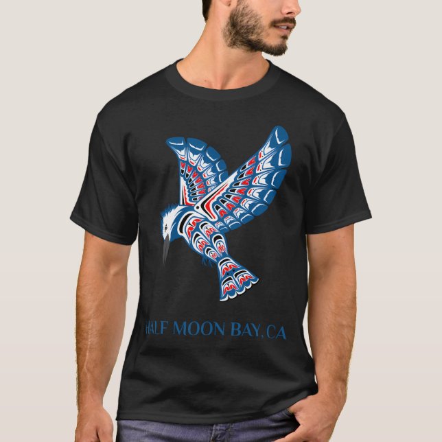 T-shirt Amérindien Demi Moon Bay Kingfisher Bird (Devant)