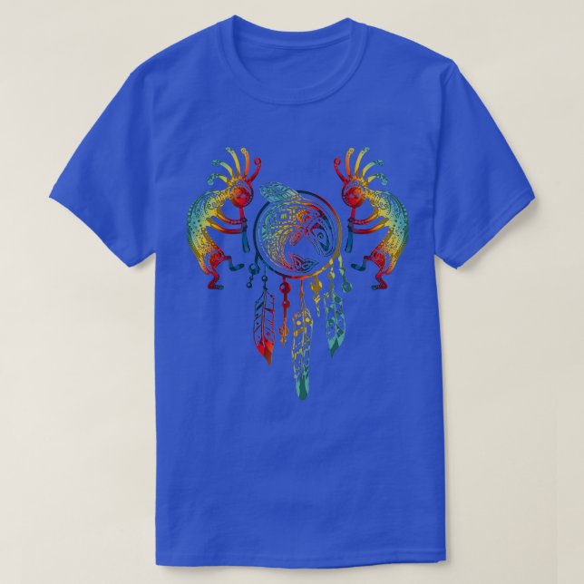 T-shirt Amérindien Kokopelli Whale Dreamcatcher (Design devant)