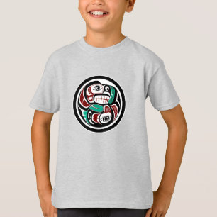T-shirt Amérindien Noir Blanc Haïda Otter Saumon