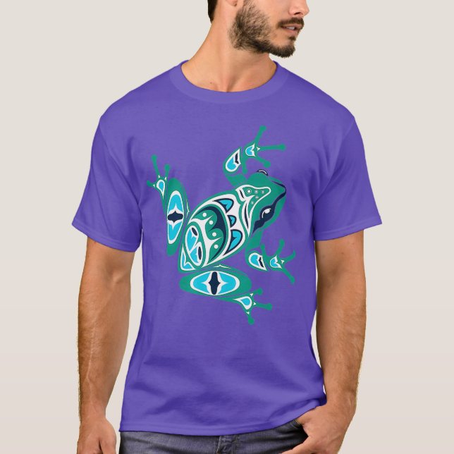 T-shirt Amérindien Style Art Frog Pacifique (Devant)