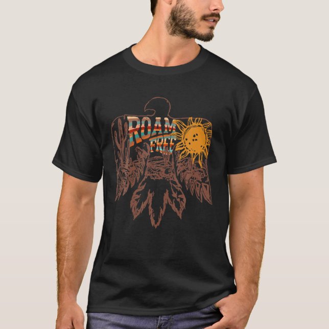 T-shirt Amérindien Thunderbird Roam Gratuit (Devant)