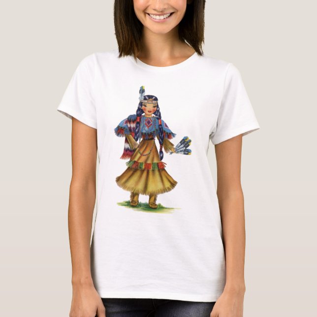 T-shirt Amérindien vintage en tenue traditionnelle (Devant)