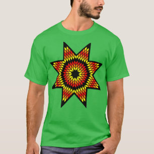 T-shirt Amérindienne StarQuilt Design Couleur de feu noir