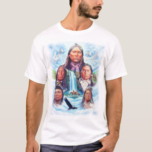 T-shirt Amérindiens Chiffres Mens Blancs Basiques