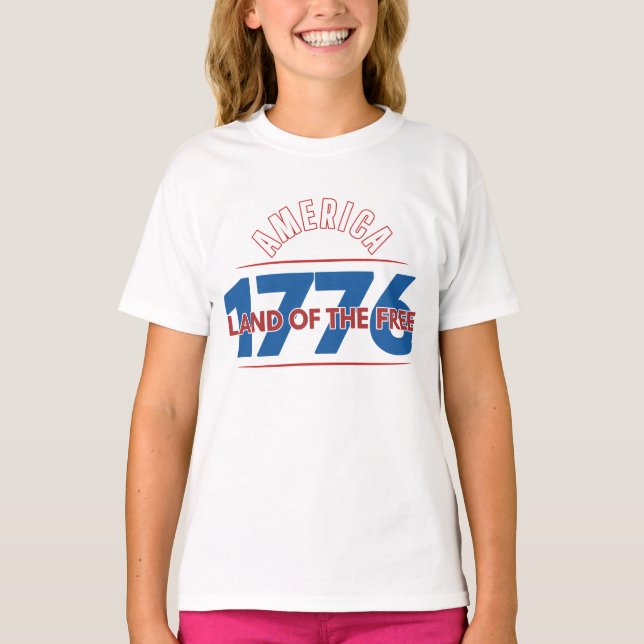 T-SHIRT AMÉRIQUE 1776 TERRE DE LIBERTÉ   (Devant)