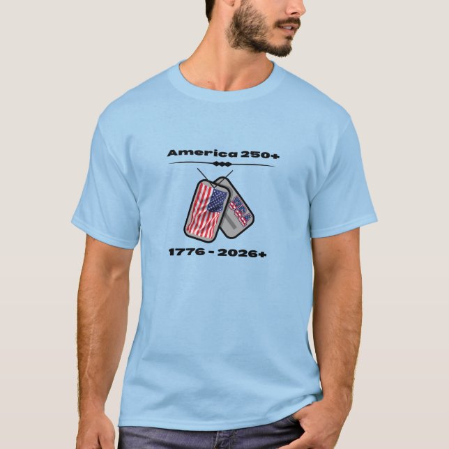 T-shirt Amérique 250 + | 1776 - 2026 + | Plaques d'identit (Devant)