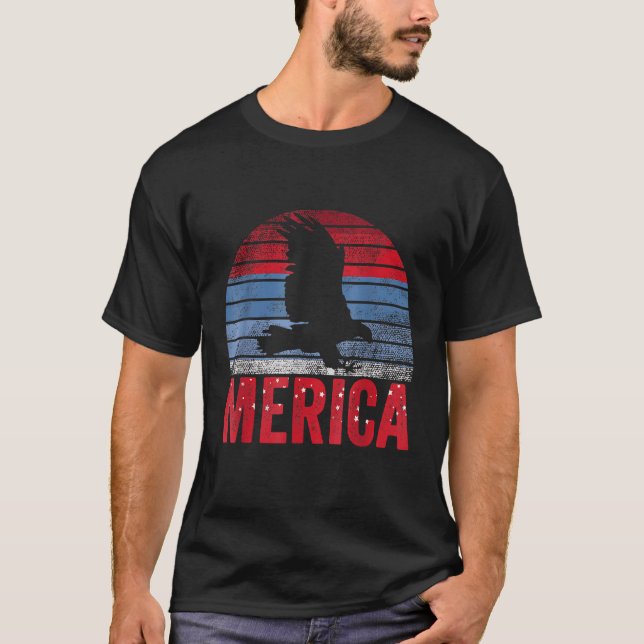 T-shirt Amérique 4 juillet Drapeau américain Usa Eagle Ind (Devant)