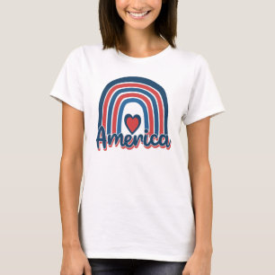 T-shirt Amérique 4 juillet Fête Rainbow USA