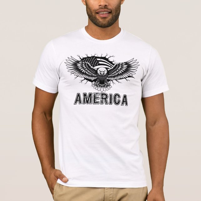 T-shirt Amérique, aigle Drapeau Américain (Devant)