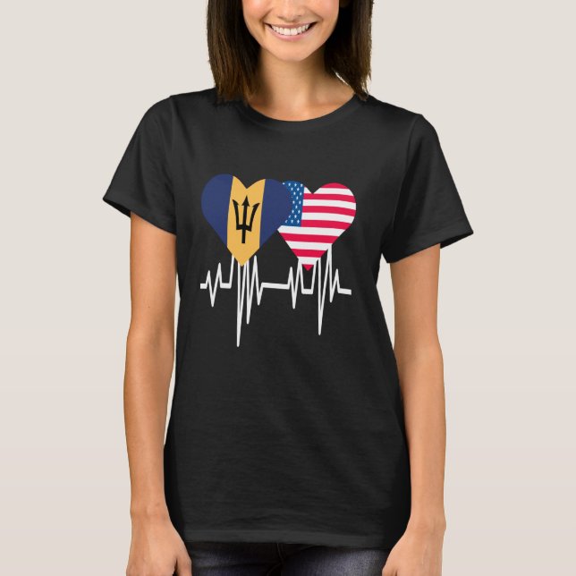 T-shirt Amérique Barbade Couples Heart (Devant)