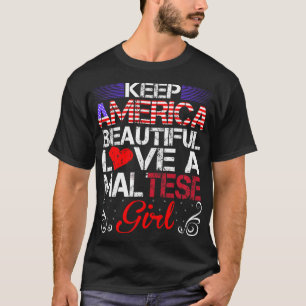 T-shirt Amérique Beau Amour Maltais Fille Cadeau
