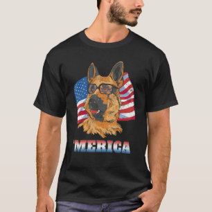 T-shirt Amérique Berger Allemand Drapeau Américain Usa 4e 