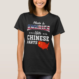 T-shirt Amérique Chine pièces Chine Carte USA Drapeau Ancê