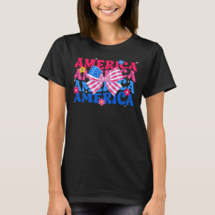 T-shirt Amérique coquette arc floral 4 juillet patriotique