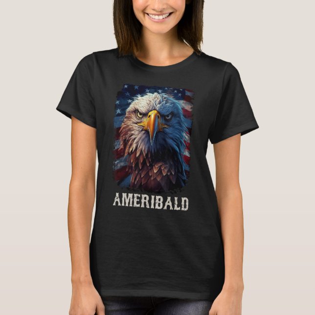 T-shirt Amérique Da Indépendance d'aigle à drapeau américa (Devant)