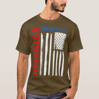 T-shirt Amérique depuis 1776 Drapeau Bleu Rouge Blanc