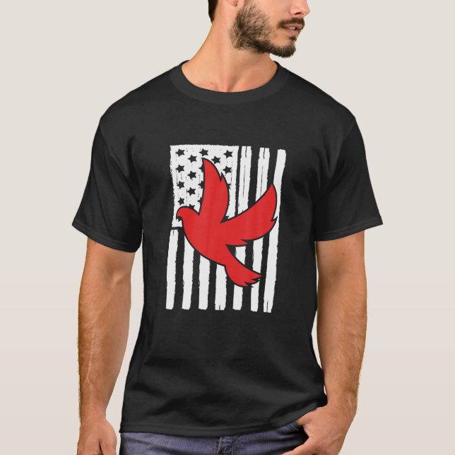 T-shirt Amérique Drapeau Pigeon Idée Thème Pour L'Amour De (Devant)