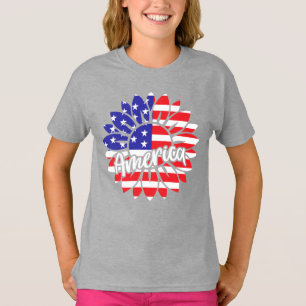 T-shirt Amérique Drapeau Tournesol Design
