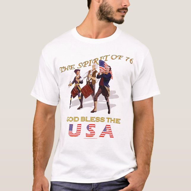 T-shirt Amérique - Esprit de 76 - Dieu bénisse les Etats-U (Devant)