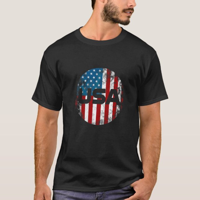 T-shirt Amérique États-Unis Patriotique américain Drapeau  (Devant)