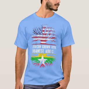 T-shirt Amérique grandit avec des racines birmanes USA Dra