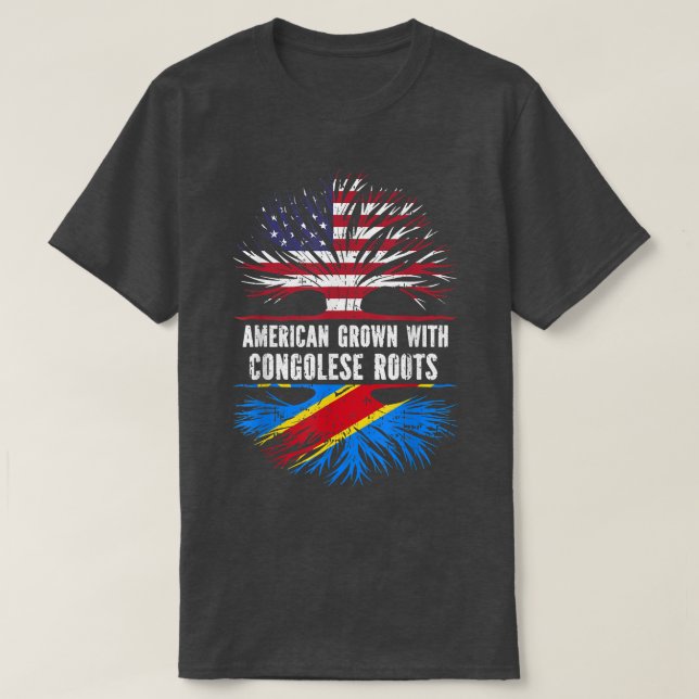 T-shirt Amérique grandit avec des racines congolaises USA  (Design devant)