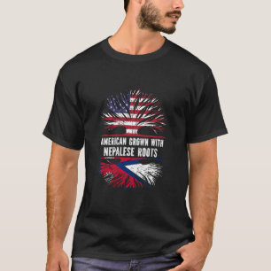 T-shirt Amérique grandit avec des racines népalaises USA D