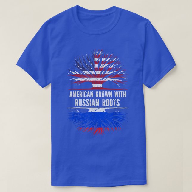 T-shirt Amérique grandit avec des racines russes USA Drape (Design devant)