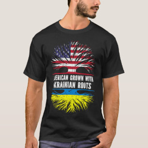 T-shirt Amérique grandit avec des racines USA Drapeau Ukra