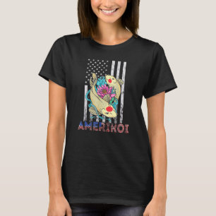 T-shirt Amérique Kois Fish Lotus 4 juillet Patriotique Ame