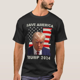 T-shirt Amérique Libérez Trump Mug Shot 2024 drapeau améri